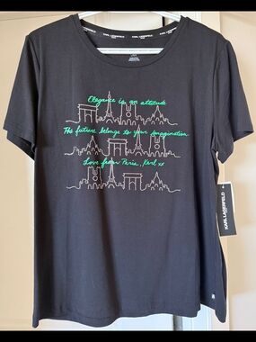 Karl Lagerfeld Black Graphic Paris Tee